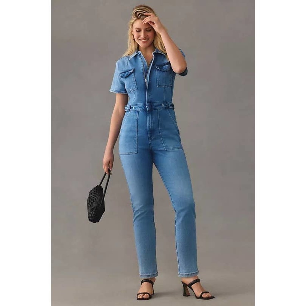 Good American Fit For Success Jumpsuit One Piece Denim Blue Size S/1 NWT